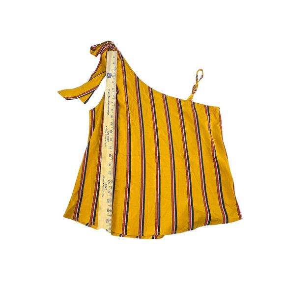 E&M Top Womens S Striped One-Shoulder Top With Adjustable Strap Sz Yellow & Red - Picture 3 of 5